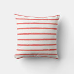 Textured Stripes Lines Coral Red Modern Throw Pillow at Zazzle