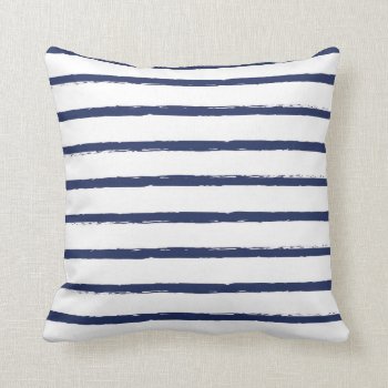 Textured Stripes Lines Navy Blue Nautical Modern Throw Pillow by DifferentStudios at Zazzle