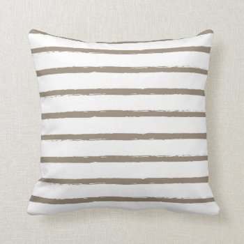 Textured Stripes Lines Taupe Beige Ivory Modern Throw Pillow by DifferentStudios at Zazzle