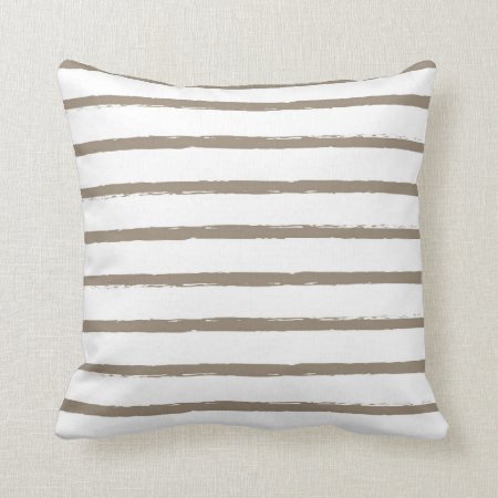 Textured Stripes Lines Taupe Beige Ivory Modern Throw Pillow