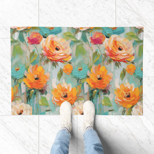 Textured Summer Flowers Doormat