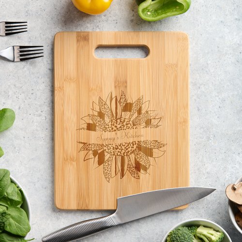 Textured sunflower personalized cutting board