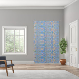 Textured, symmetrical blue and gold zebra pattern blackout curtains