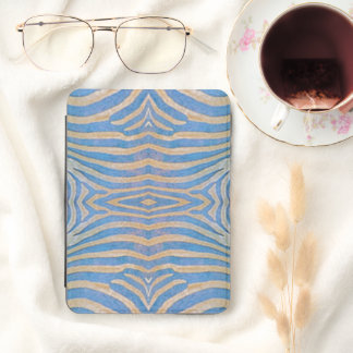 Textured, symmetrical blue and gold zebra patterns kindle cover