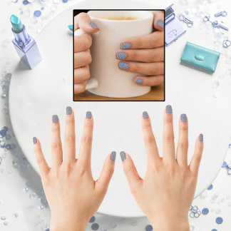 Textured, symmetrical blue and gold zebra patterns minx nail art