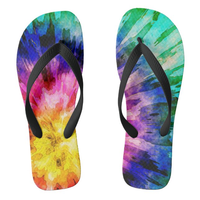 Textured Tie Dye Flip Flops (Footbed)