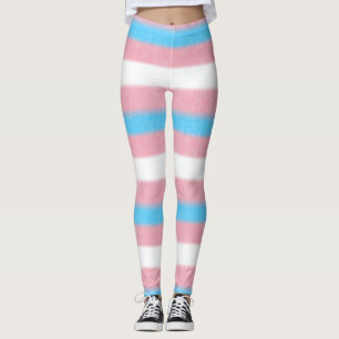 Textured Transgender Pride Flag Colors Stripes Leggings