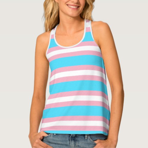 Textured Transgender Pride Flag Design Tank Top