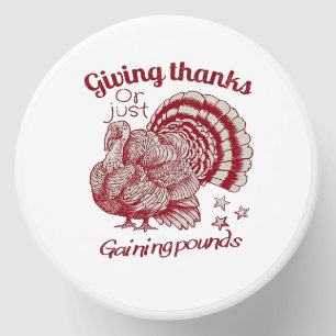 Textured Turkey Drawing in Rich Red Sepia on Pale Mini Candle Favors