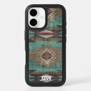 Textured Turquoise & Brown Native American iPhone 16 Case
