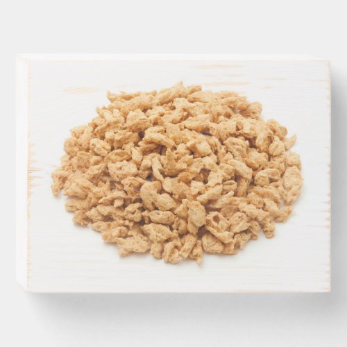 Textured vegetable protein wooden box sign