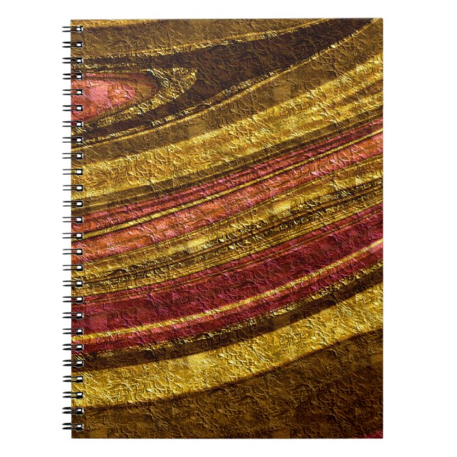 Textured waves abstract decor golden foil glitter notebook (Front)