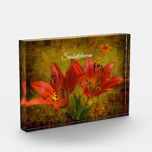 Textured Western Red Prairie Lily Icon Acrylic Award