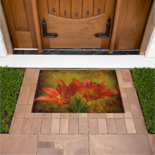 Textured Western Red Prairie Lily Icon Doormat