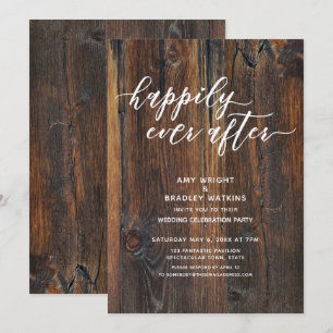Textured Wood Handwriting Happily Ever After Invitation