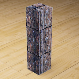 Textured Wooden Wine Gift Box