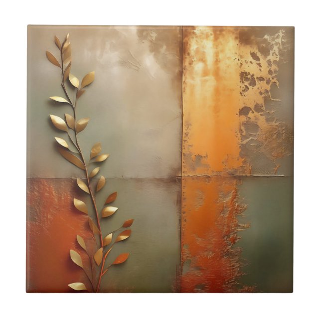 Textured Worn Metal in Copper Ceramic Tile (Front)