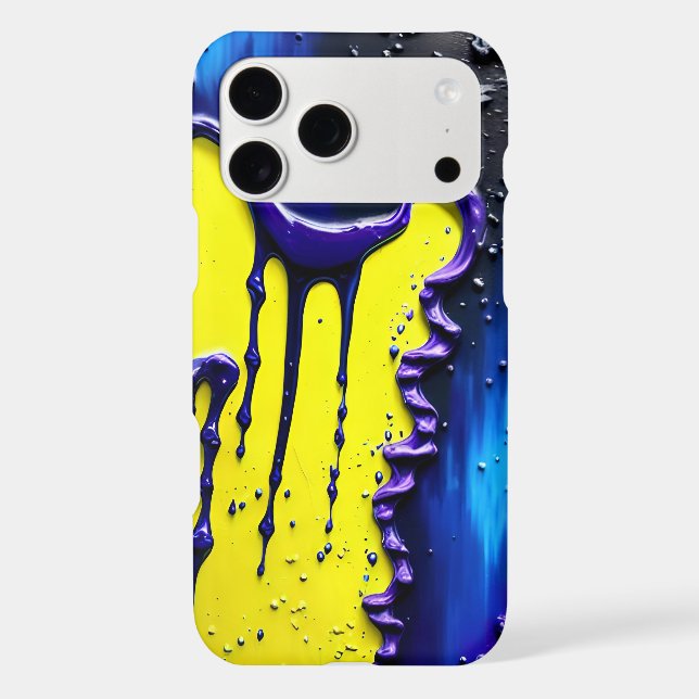 Textured Yellow Blue Purple Paint Drip Fun Pattern Iphone Case (Back)