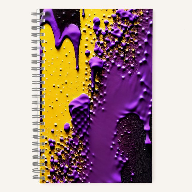 Textured Yellow  Purple Black Splattered Abstract  Notebook (Front)