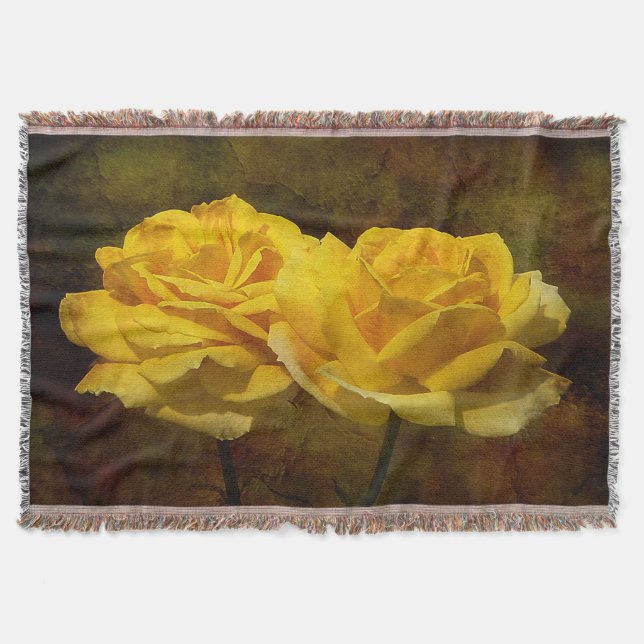 Textured Yellow Roses Throw Blanket (Front)