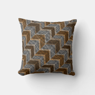 Textured, zigzag, gray and brown throw pillow
