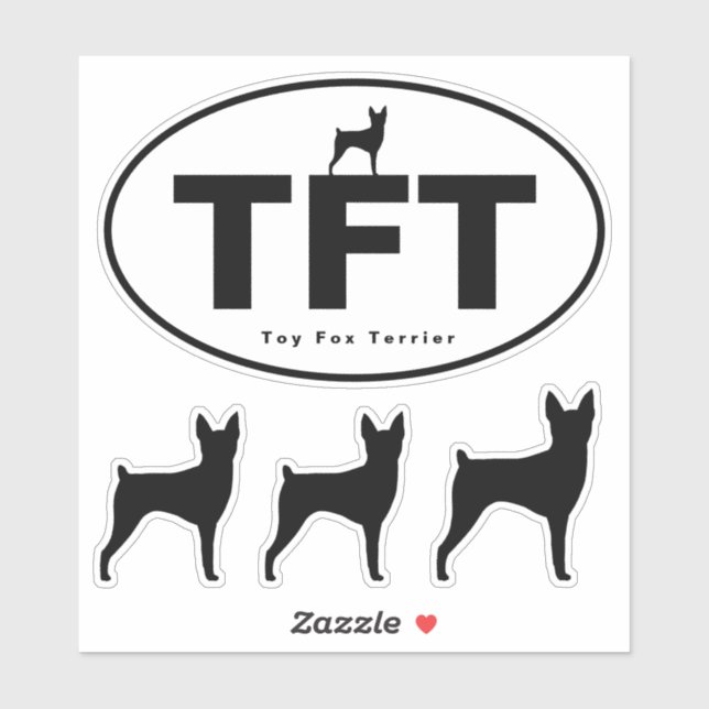 TFT Toy Fox Terrier Silhouettes Vinyl Sticker Set (Sheet)