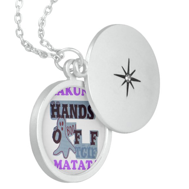 TGIF Hakuna Matata Hands Off Boo Funny Face Locket Necklace (Front Left)