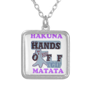 TGIF Hakuna Matata Hands Off Boo Funny Face Silver Plated Necklace