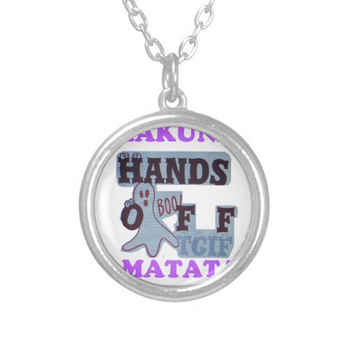 TGIF Hakuna Matata Hands Off Boo Funny Face Silver Plated Necklace