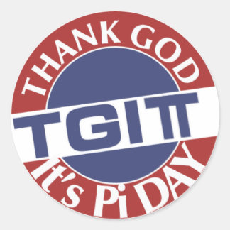 TGIPi Thank God Its Pi Day 3.14 Red/Blue Logo Classic Round Sticker