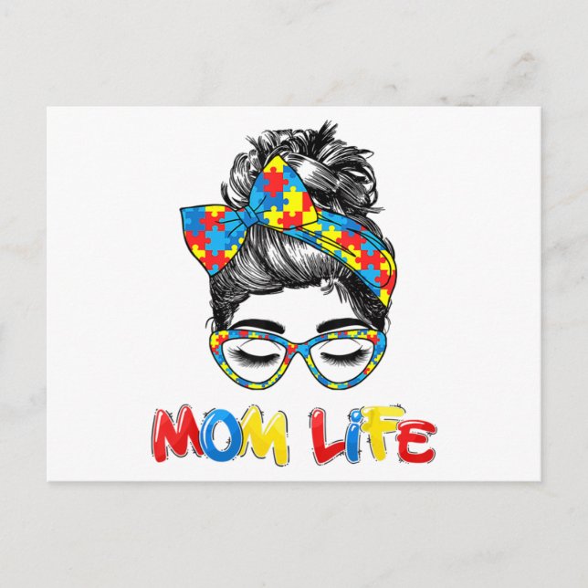 Th Autistic Autism Awareness Mom-Life Shirts Women Postcard (Front)