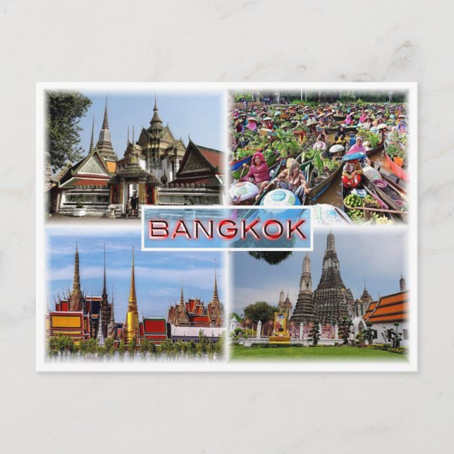 TH Bangkok - Wat Pho - Floating Market - Gran Pala Postcard (Front)