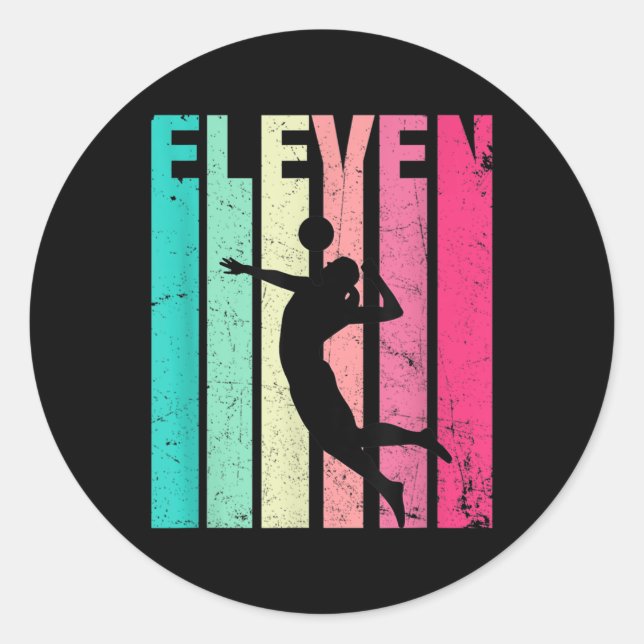 th Birthday Retro Volleyball Lovers  Years Old Bir Classic Round Sticker (Front)
