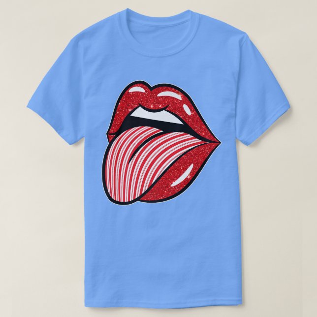Th Christmas Candy Cane Lips Tongue Costume Girl10 T-Shirt (Design Front)