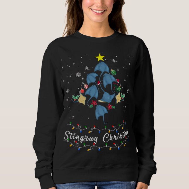 Th Cute Stingray Christmas Tree Pajama Matching Co Sweatshirt (Front)