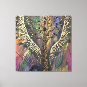 Th Divine Tree Of Life celestial wings and jewels  Canvas Print
