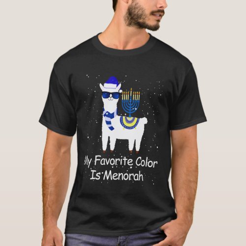 Th My Favorite Color Is Menorah Hanukkah Llama Cos T-Shirt