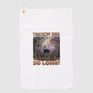 Thackery Binx Black Cat Halloween Graveyard Bats_1 Golf Towel