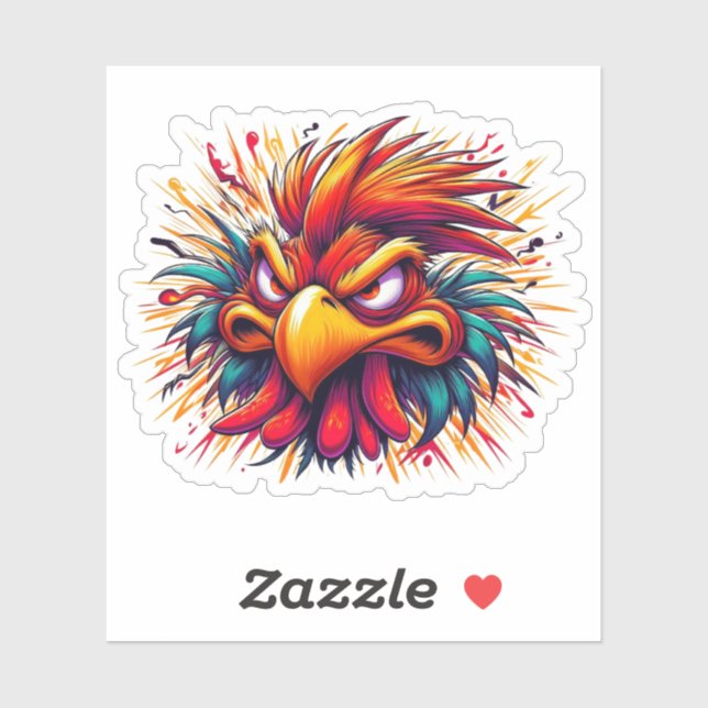 "Thad the Mad Rooster" Vinyl Sticker (Sheet)