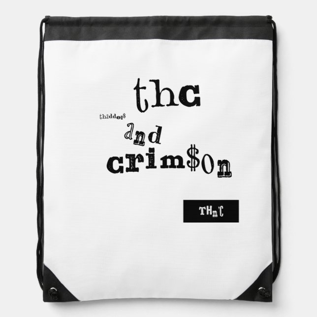 thaddeus & crimson drawstring bag (Front)
