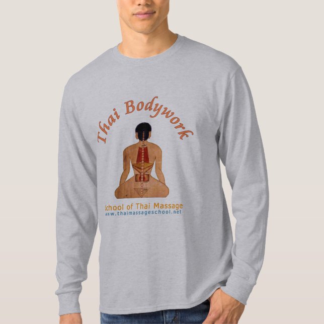 Thai Bodywork Stone Green long sleeved T-shirt (Front)