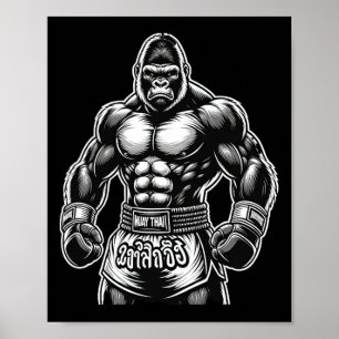 Thai Boxing And Kickboxing - Muay Thai Gorilla Poster