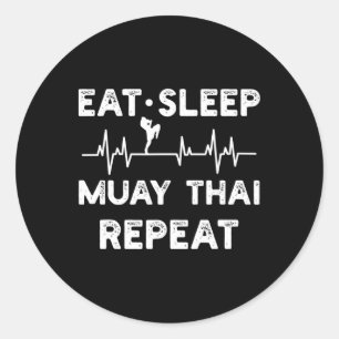 Thai Boxing Muay Thai Kickboxing _1  Classic Round Sticker