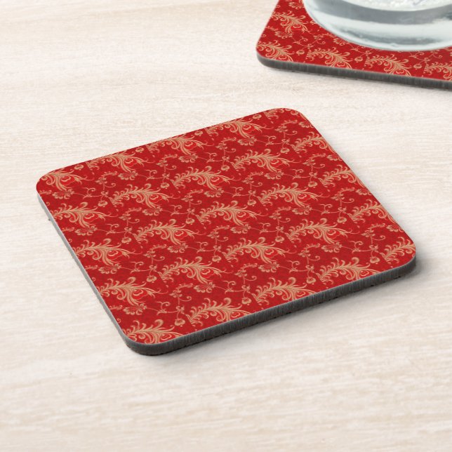 Thai Brocades Red Design Coaster (Left Side)