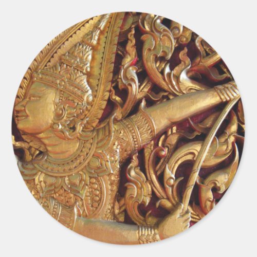 Thai Buddhist Temple Detail Classic Round Sticker