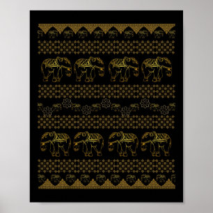 Thai Chang Pants Elephant Hippie Boho Yoga Palazzo Poster