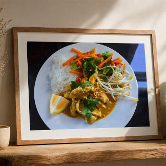 Thai Chicken Satay with Vegetables and Rice Poster