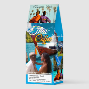 THAI Coffee, 12oz Bag, Dark Roast, Flath Roasted Coffee