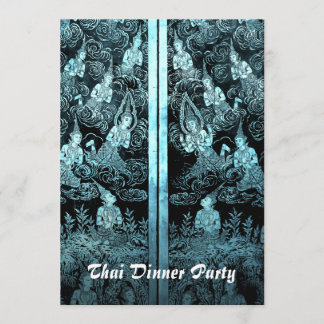 Thai Dinner Theme Party Invitation Blue