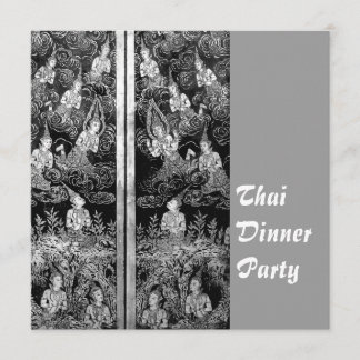 Thai Dinner Theme Party Invitation Silver
